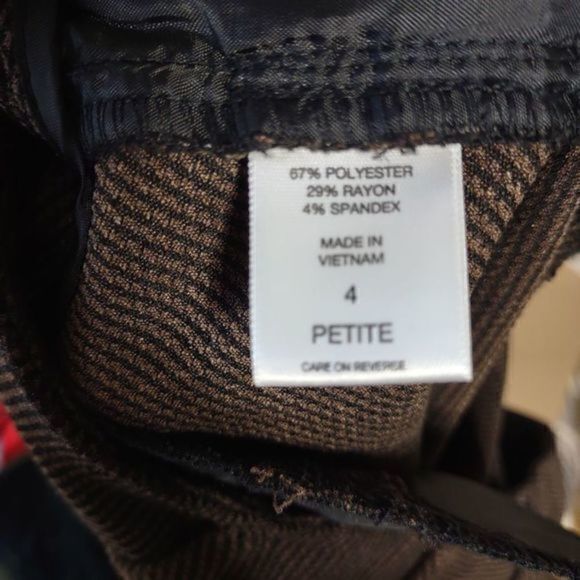 7th Avenue Design Studio New York & Company Brown Tweed Style Trousers Size 4P - Picture 8 of 9